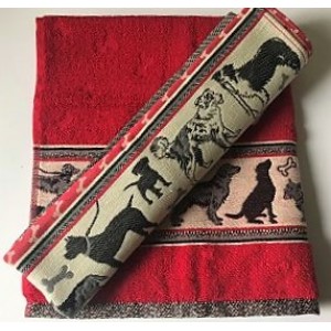 Hand- en Theedoek - Honden - Rood